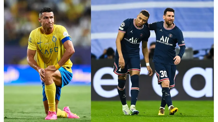 Cristiano Ronaldo, Lionel Messi y Kylian Mbappé.