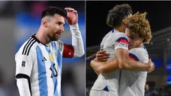 Lionel Messi y jugadores de USA.