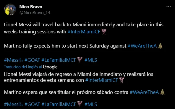 Lo que espera el Tata de Messi (Foto: X / @NicoBravo_14)