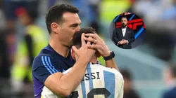 Leo Messi, Lionel Scaloni y Álvaro Morales.