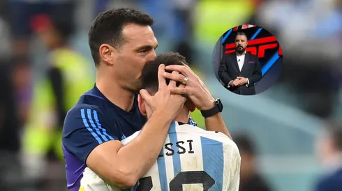 Leo Messi, Lionel Scaloni y Álvaro Morales.