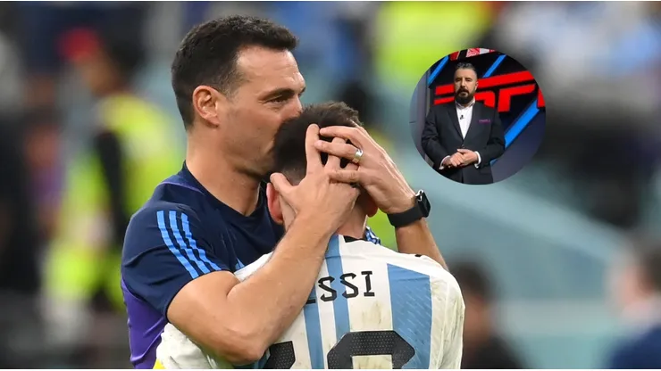 Leo Messi, Lionel Scaloni y Álvaro Morales.