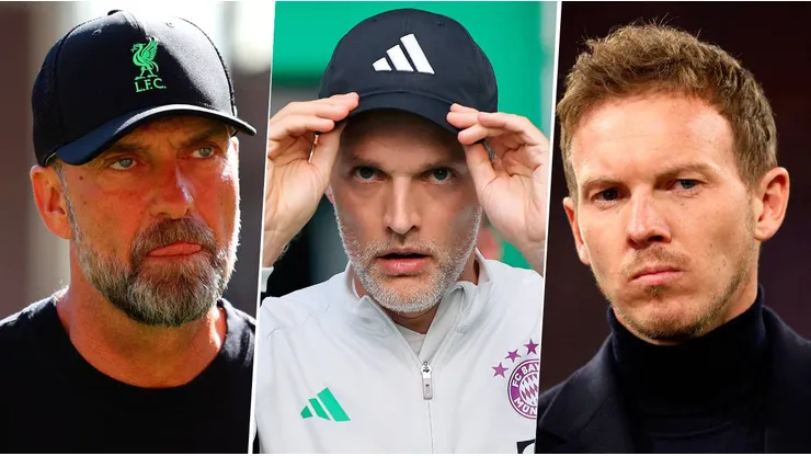 Jurgen Klopp, Thomas Tuchel y Julian Nagelsmann son los tres candidatos para suplantar a Hansi Flick en la Selección Alemana. Getty Images.