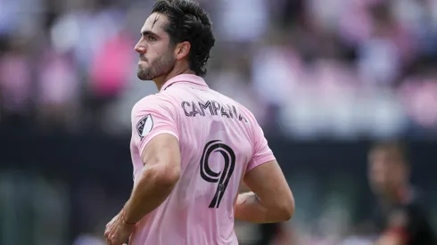 Apr 24, 2022; Fort Lauderdale, Florida, USA; Inter Miami CF forward Leonardo Campana (9) celebrates after scoring in the first half against Atlanta United at DRV PNK Stadium. Mandatory Credit: Sam Navarro-USA TODAY Sports