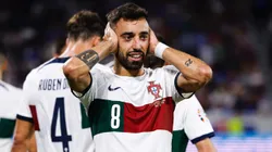 Bruno Fernandes y su festejo de gol ante Eslovaquia.