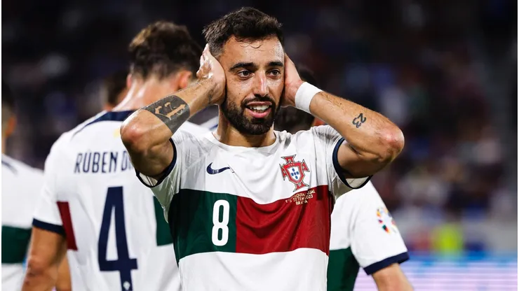 Bruno Fernandes y su festejo de gol ante Eslovaquia.