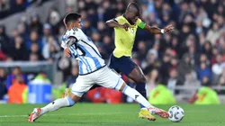 BUENOS AIRES, ARGENTINA - SEPTEMBER 07: Cristian Romero of Argentina and Enner Valencia of Ecuador compete for the ball during the FIFA World Cup 2026 Qualifier match between Argentina and Ecuador at Estadio Más Monumental Antonio Vespucio Liberti on September 07, 2023 in Buenos Aires, Argentina. (Photo by Marcelo Endelli/Getty Images)