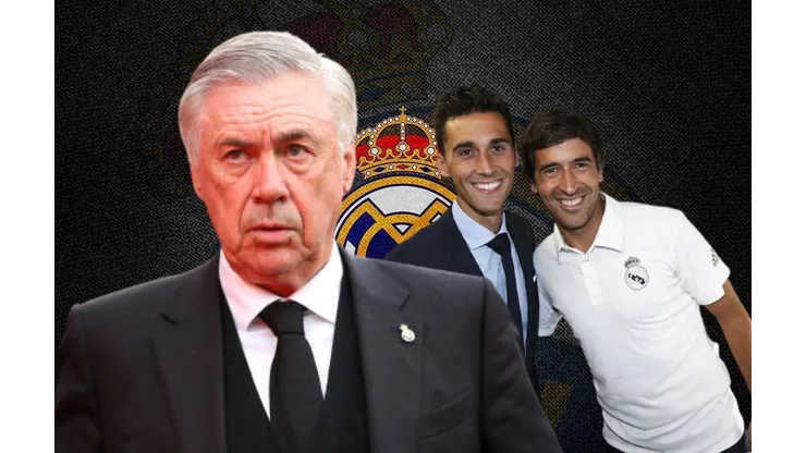 Carlo Ancelotti, Raúl y Álvaro Arbeloa.