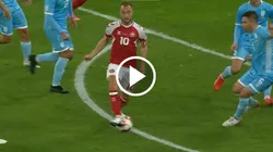 Magistral asistencia de taco de Eriksen para la goleada de Dinamarca