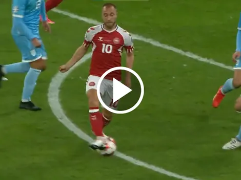 Magistral asistencia de taco de Eriksen para la goleada de Dinamarca