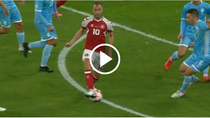 Magistral asistencia de taco de Eriksen para la goleada de Dinamarca