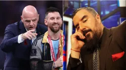 Gianni Infantino, Leo Messi y Álvaro Morales.