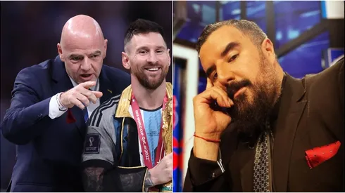 Gianni Infantino, Leo Messi y Álvaro Morales.