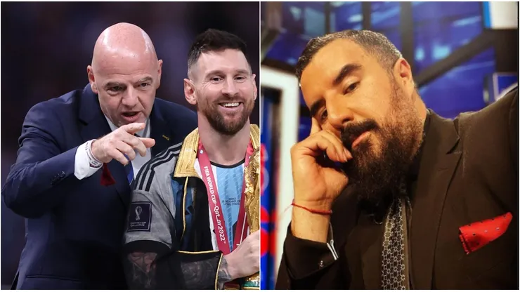 Gianni Infantino, Leo Messi y Álvaro Morales.