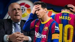 Javier Tebas y Lionel Messi.