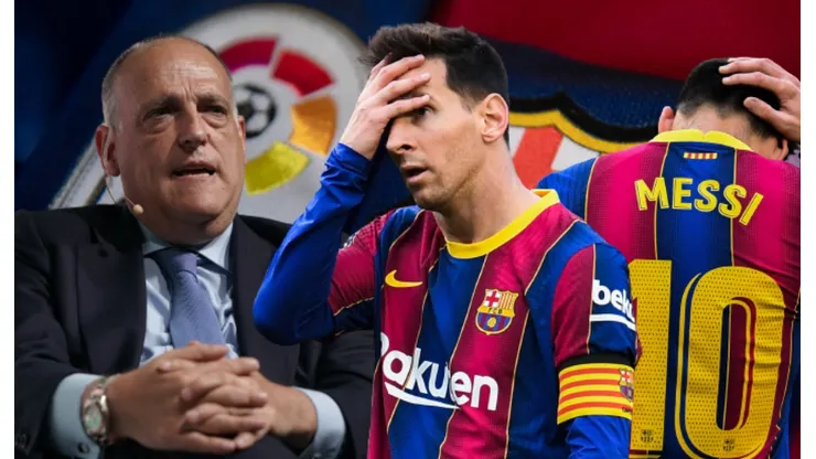 Javier Tebas y Lionel Messi.