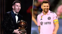 Lionel Messi se puede encontrar en la disyuntiva de apersonarse en el Balón de Oro o jugar un partido de los Playoff de la MLS con el Inter Miami. Getty Images.