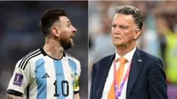 Lionel Messi y Louis van Gaal.