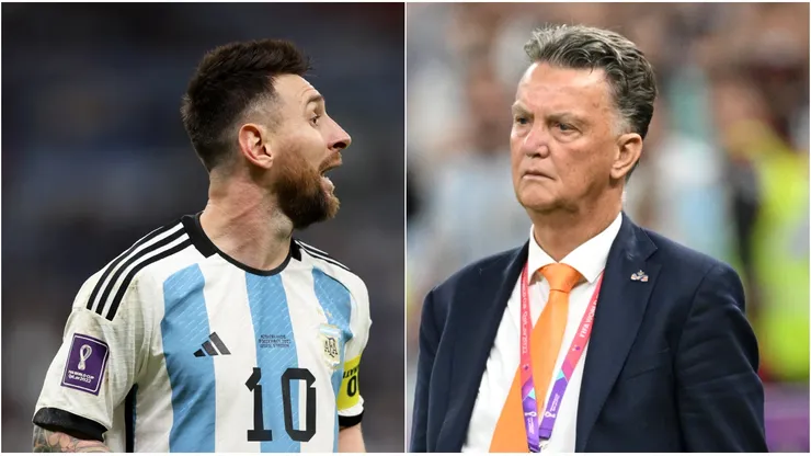 Lionel Messi y Louis van Gaal.