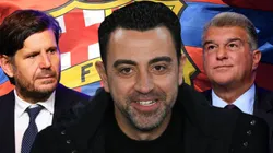 Mateu Alemany, Joan Laporta y Xavi Hernández.