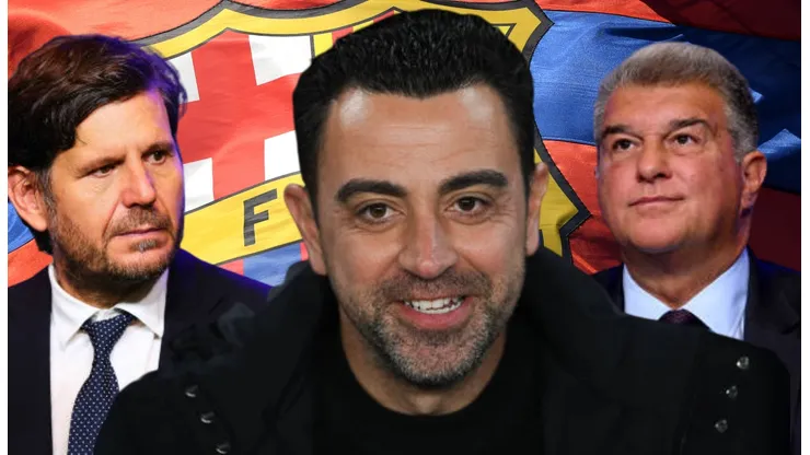 Mateu Alemany, Joan Laporta y Xavi Hernández.