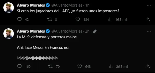 Crítica de Álvaro Morales a Messi (Foto: X / @AlvaritoMorales)