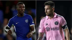 Moisés Caicedo y Lionel Messi.