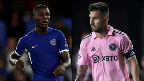 Moisés Caicedo y Lionel Messi.