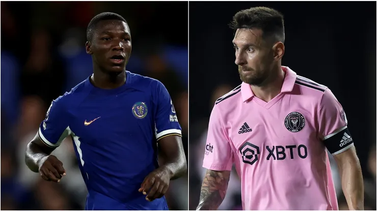 Moisés Caicedo y Lionel Messi.