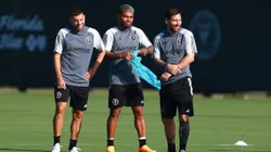 Josef, junto a Jordi Alba y Messi en una práctica del Inter Miami.