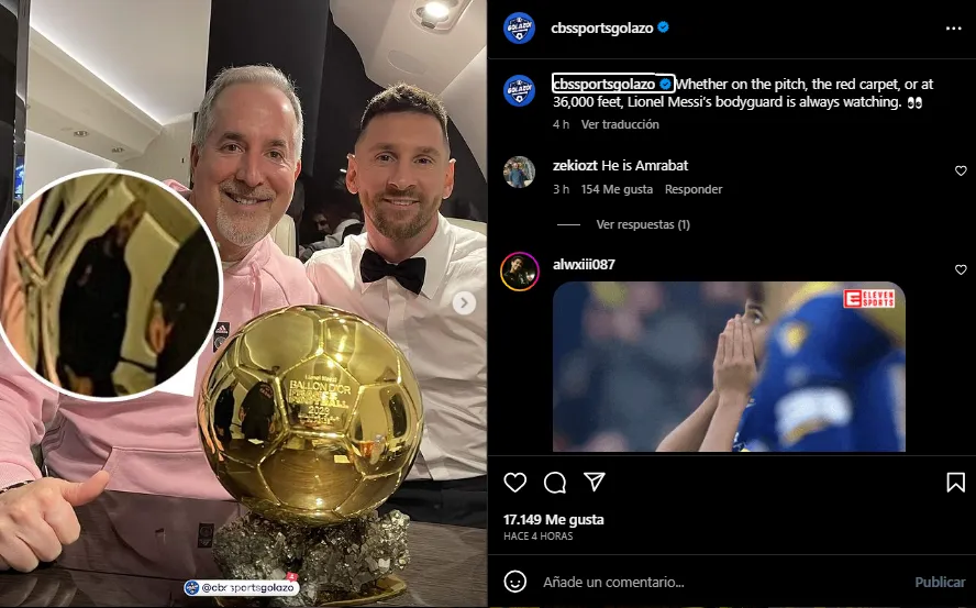 Publicación sobre el guardaespaldas de Messi. (Foto: Instagram / @cbssportsgolazo)