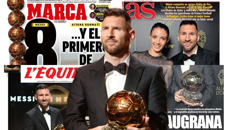 Lionel Messi y las portadas de los medios tras su octavo Balón de Oro.