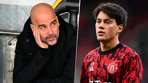 Guardiola y Pellistri, protagonistas del Clásico de Manchester.