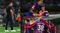 Xavi Hernández y sus jugadores.