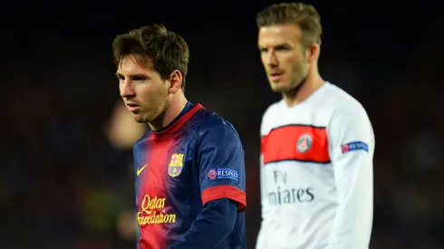 Messi y Beckham en PSG vs. Barcelona por Champions Legue.