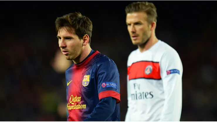 Messi y Beckham en PSG vs. Barcelona por Champions Legue.
