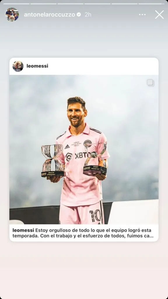 Reacción de Antonela a la despedida de Messi. (Foto: Instagram / @antonelarocuzzo)