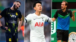 Benzema, Son y Medvedev, en la agenda de este lunes.