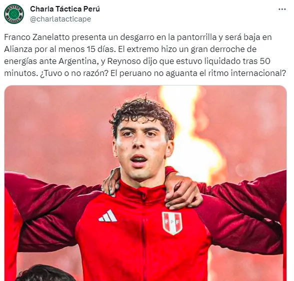 Publicación de Charla Táctica sobre Franco Zanelatto.