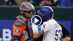 Martín Maldonado y Adolis García en Rangers vs. Astros.