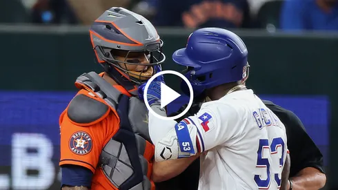 Martín Maldonado y Adolis García en Rangers vs. Astros.
