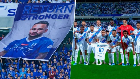 El apoyo a Neymar en el partido ante Al Khaleej.