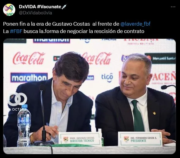 El ciclo de Gustavo Gustas no fue exitoso en Bolivia. (Foto: Twitter).