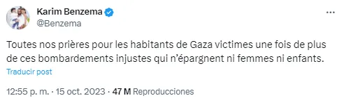 Captura Twitter Oficial Karim Benzema