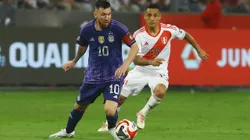 LIMA, PERU - OCTOBER 17: Lionel Messi of Argentina drives the ball during a FIFA World Cup 2026 Qualifier match between Peru and Argentina at Estadio Nacional de Lima on October 17, 2023 in Lima, Peru. (Photo by Leonardo Fernandez/Getty Images)