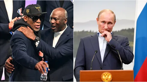 Dennis Rodman, Michael Jordan y Vladimir Putin.