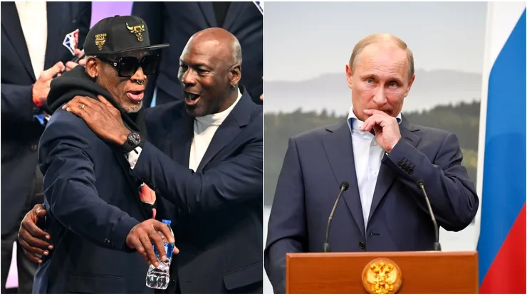 Dennis Rodman, Michael Jordan y Vladimir Putin.