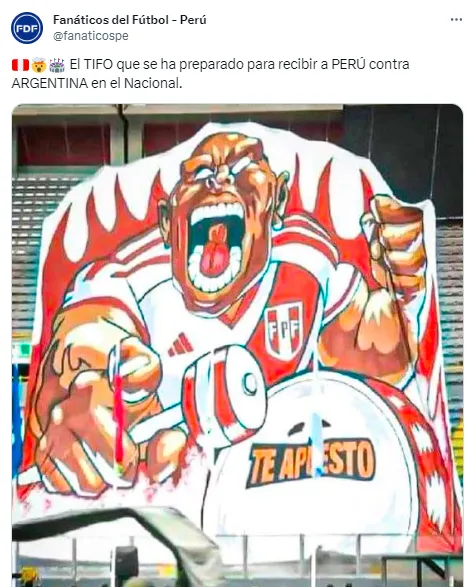 Tifo que usará la hinchada peruana ante Argentina. Foto: captura de Fanáticos de Fútbol.