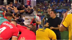 Los jugadores del Bilbao rezando en el vestuario y Xavi dando indicaciones, imágenes que ahora son parte de las transmisiones.