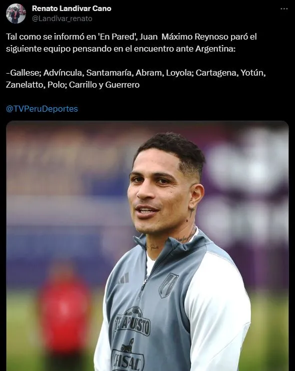 Paolo Guerrero será titular y capitán contra Argentina. (Foto: Twitter).